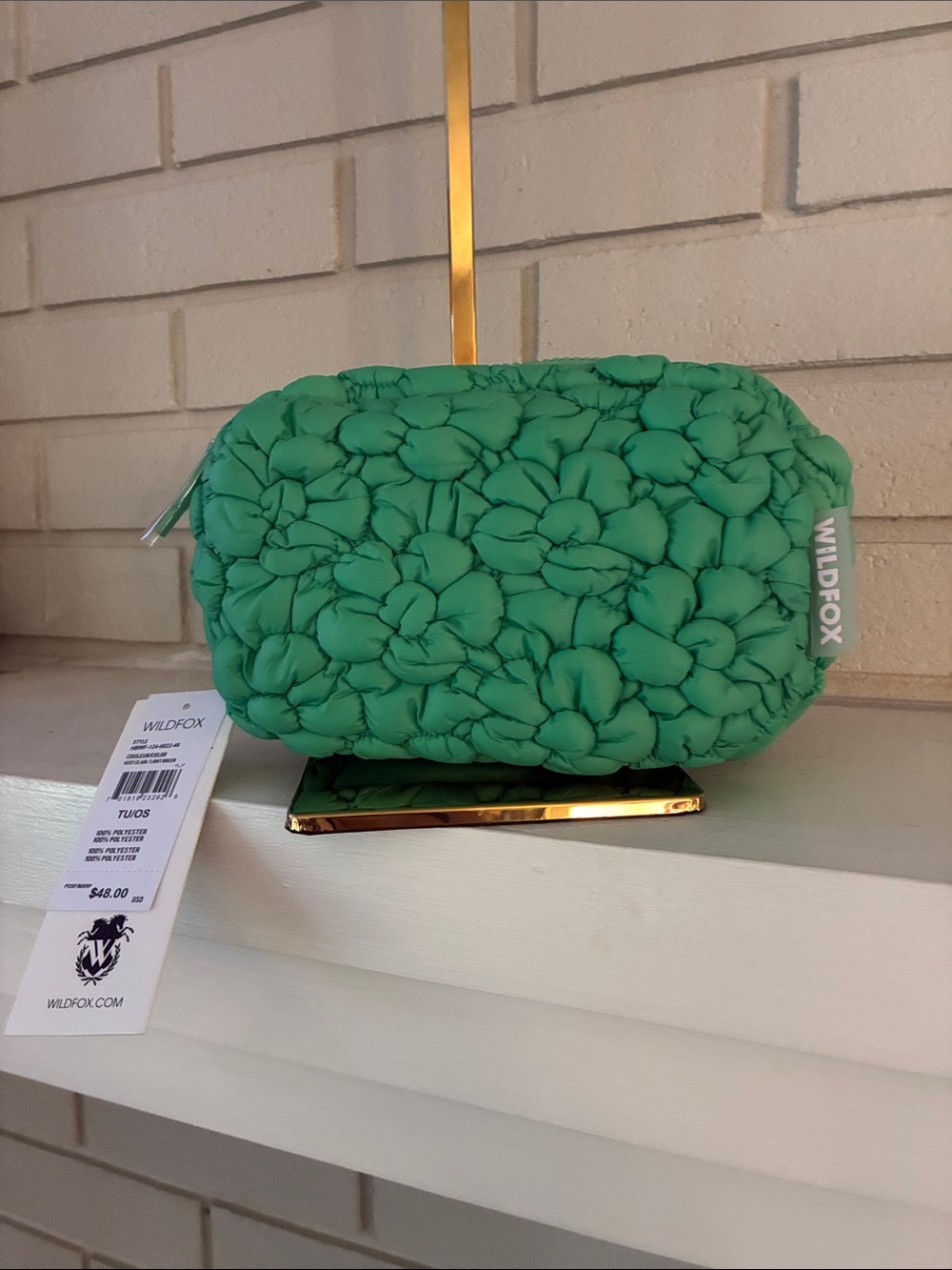 Wildfox Emerald Green Quilted Floral Knot Belt Bag